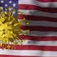 COVID-19 coronavirus cell rotating above USA US American waving flag with shadow. - VideoHive Item for Sale