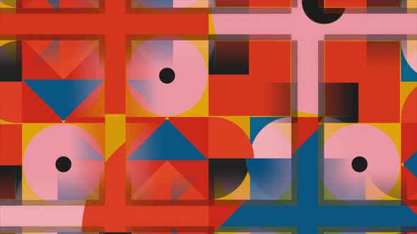 Geometric colorful figures in retro style