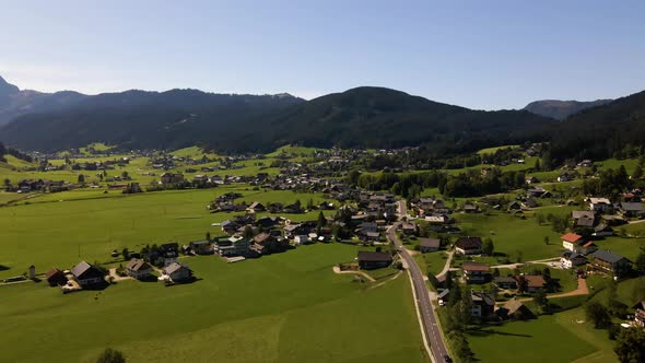 Beautiful Village Gosau in the Mountains of Austria Drone Video