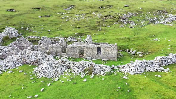 Abandoned Village at An Port Between Ardara and Glencolumbkille in County Donegal  Ireland