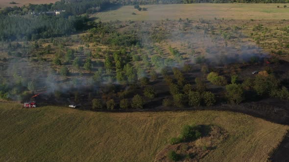 Aerial View Of Fire In Nature 