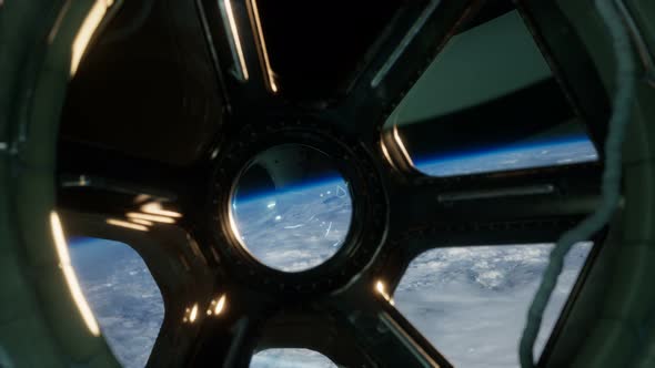 Cockpit View From International Space Station Operating Nearby of Planet Earth alt