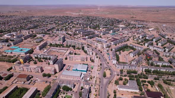 Drone View of the Small Town of Balkhash