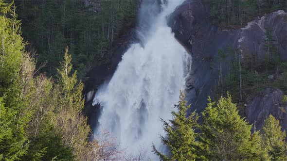 View of Shannon Falls and Water Rushing Down the Canyon