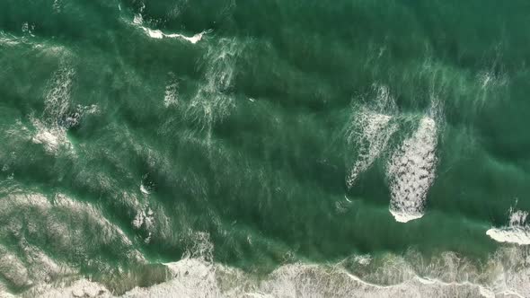 Aerial view of the waves in the Atlantic ocean, Brazil.