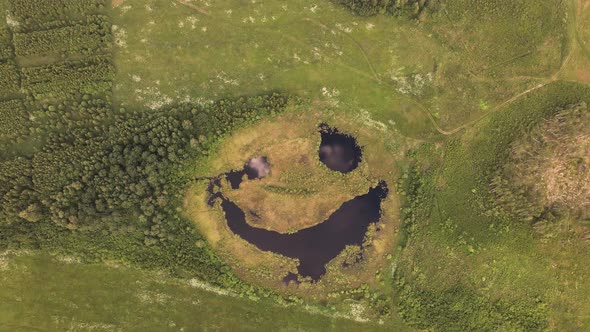 An Unusual Lake Seems to Be Laughing Slyly Aerial View