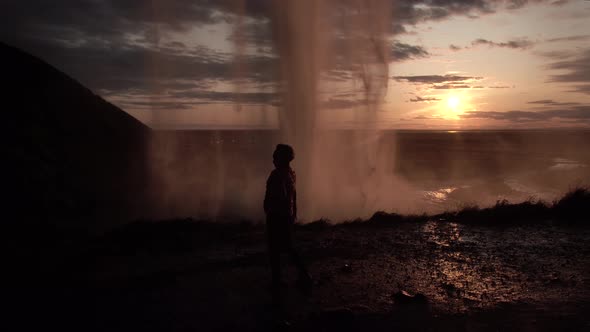 Seljalandfoss Waterfall in Sunset Time, Iceland