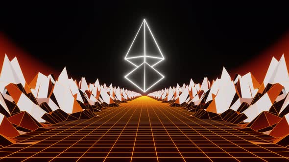 Orange Digital Road To Crypto Ethereum With Mountains VJ loop 4K