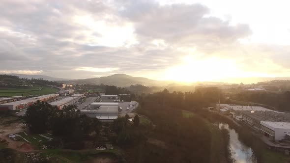 Industrial Area at Sunset