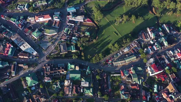 Aerial view of Nuwara Eliya, a small village on the hill in Sri Lanka