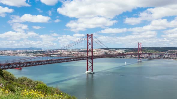 4K timelapse of 25 de Abril (April) Bridge in Lisbon - Portugal - UHD