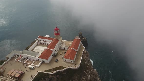 Unique drone footage showing clouds approaching Cabo de Sao Vicente