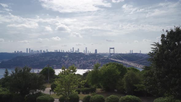 Bosphorus view of Istanbul. Bridge and city.