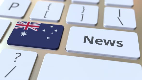 News Text and Flag of Australia on the Keys of a Keyboard