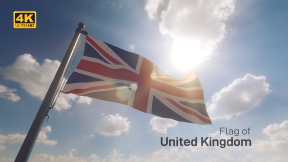 UK Flag on a Flagpole V2 - 4K