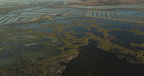 Aerial view of marshes in Spain.