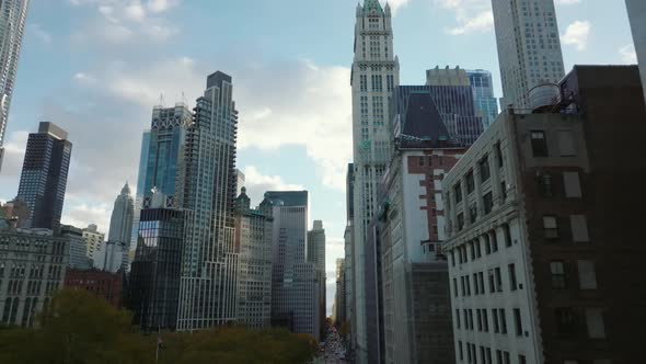 Low Angle View of Tall Downtown Skyscrapers