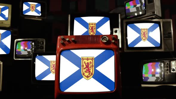 Flag Of Nova Scotia, Canada, and Retro TVs.