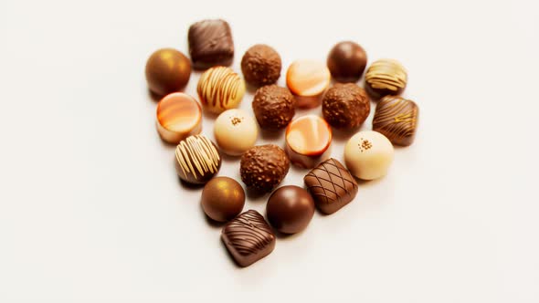 Delicious chocolate pralines. Sweet bonbons with white and dark chocolate.