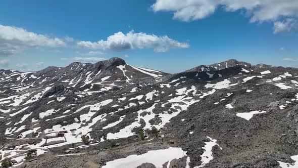 The end of winter in the mountains aerial view 4 K