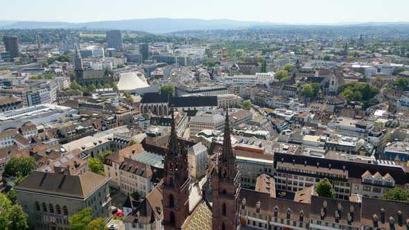 City of Basel in Switzerland From Above  Aerial View