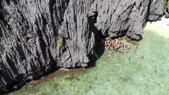 Aerial view of Tourists at the Beach