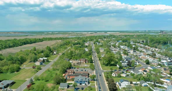 Panoramic of View at Height Roofs Sayreville Small Town of Houses of New Jersey USA