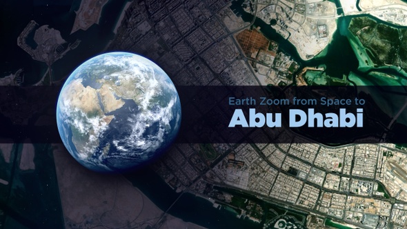 Abu Dhabi (United Arab Emirates/ UAE) Earth Zoom to the City from Space