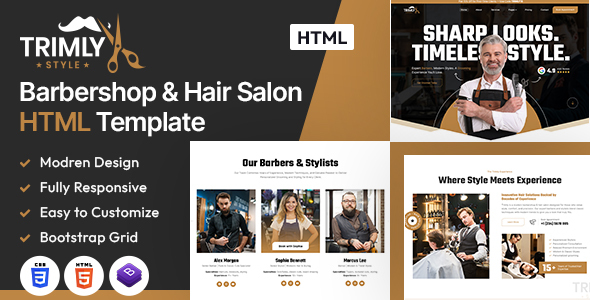 Trimly - Barbershop & Hair Salon HTML Template