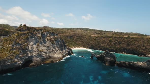 Cliffs, Sea and Waves at Nusa Penida, Bali, Indonesia