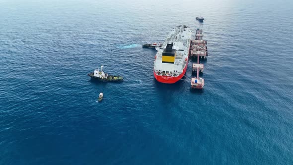 Gas tanker at sea aerial view 4 K Turkey Alanya