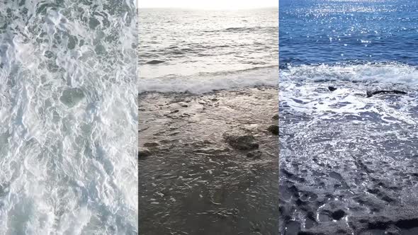 Three in One Vertical Video of the Sea Near the Shore