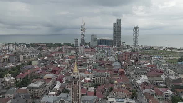 Batumi, Georgia - June 22 2020: Aerial view of Piazza Batumi.