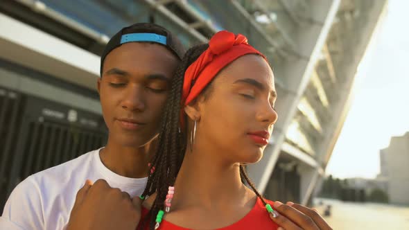 Teenage Couple Embracing, Enjoying Time Together, Adolescent Genuine Love