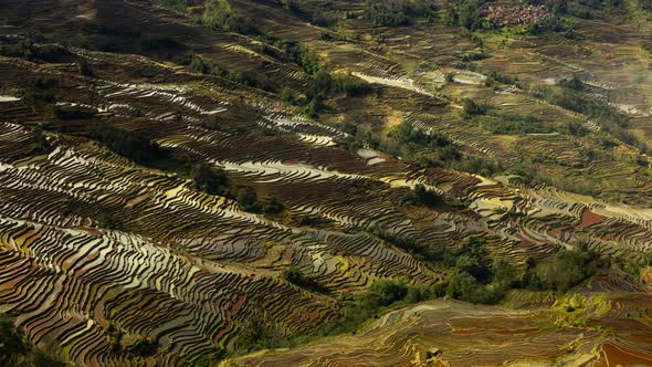 Time lapse of the hundreds of layers of terraced rice fields in Yuanyang China