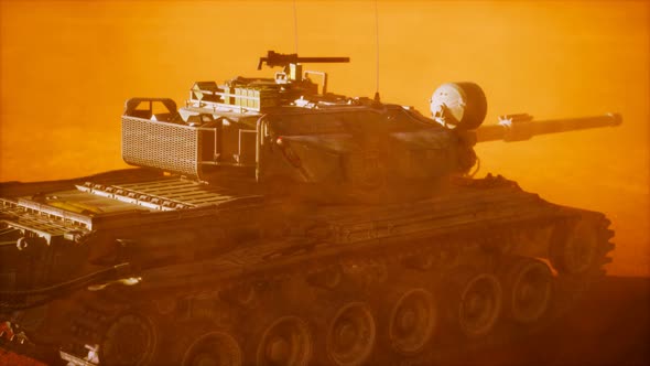 World War II Tank in Desert in Sand Storm alt