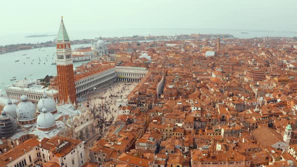 Aerial Morning View Over St Mark's Square in Venice, Italy