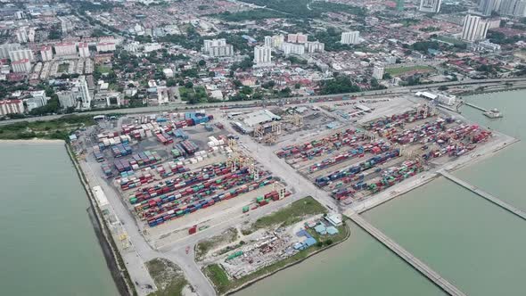 Aerial view container terminal, Butterworth