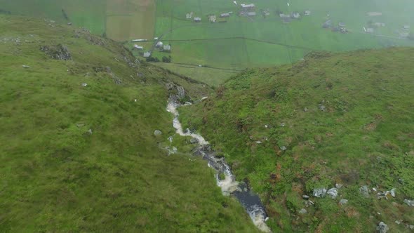 Aerial View of the Hoddevik Stream in the Valley