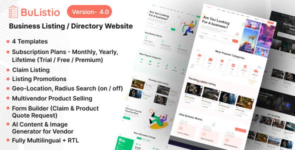 Bulistio - Business Listing / Directory Subscription Based Website (AI Powered)