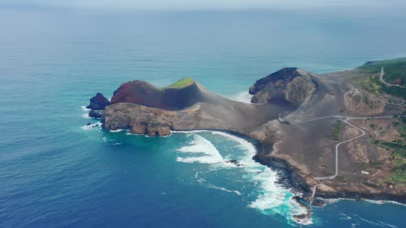 Capelinhos Volcano and Faial Island Azores Portugal Europe in Atlantic Ocean