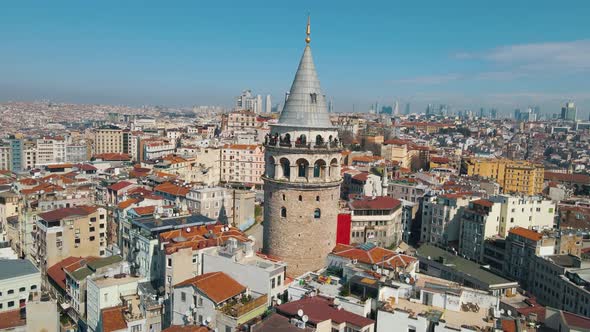 Galata Tower in Istanbul. Aerial view. Istanbul panorama. Galata tower in Istanbul, Turkie. Aerial d