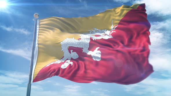 4K 3D Bhutan Flag