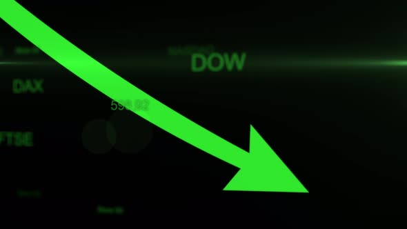 Stock exchange market with falling charts.Futuristic arrow decreasing bar graphs