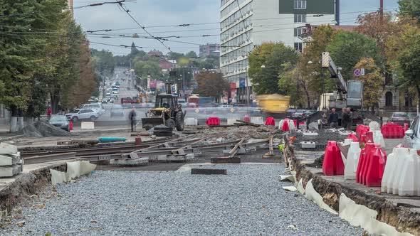 Repair Works on the Street Timelapse