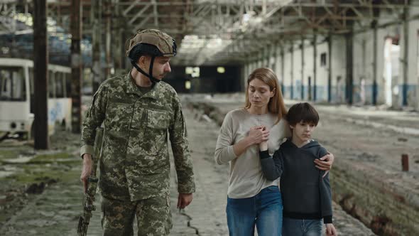 Military Savior Rescue Woman and Boy From Destroyed Factory