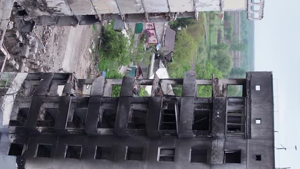 Vertical Video of a Bombedout House in Borodyanka Ukraine