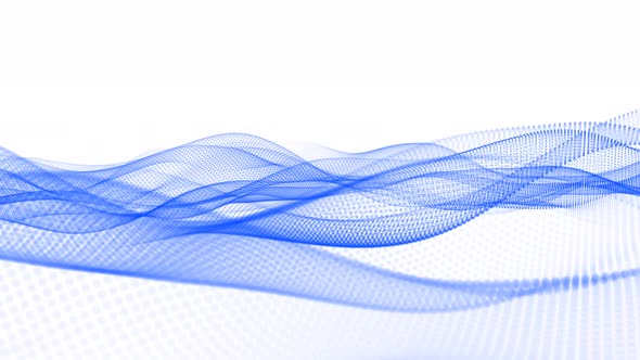 Digital Blue Color Particle Line Wave Animation On White Background