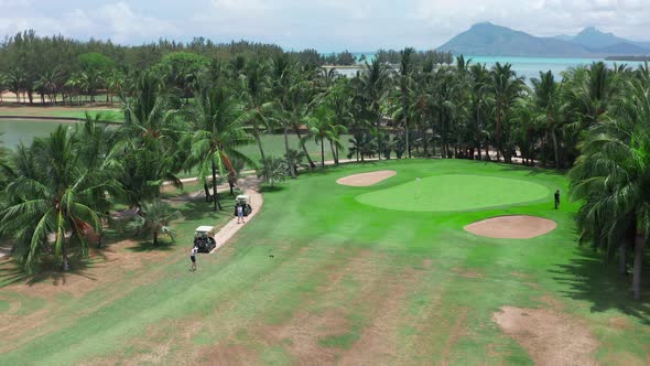 Aerial View Green Cluster on the Facing the Beach Mauritius Island