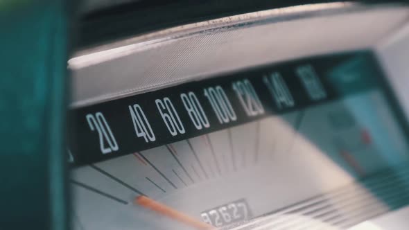 Car Retro Dashboard. Vintage Retro Speedometer and Instrument Panel of Old Car